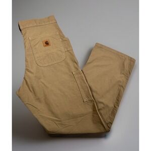 Carhartt Pants 30x30 Tan Canvas Flex Loose Fit Canvas Cargo Work BN0151-M
